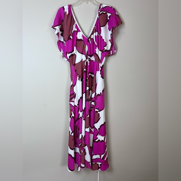 NWT Ann Taylor Floral Flutter Sleeve Midi Dress Pink White Sz 6 - Picture 5 of 10